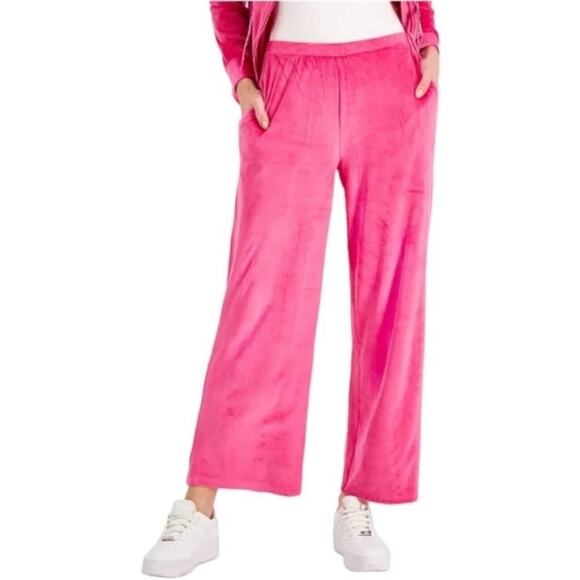 Charter Club Pink Velour Wide Leg Lounge Pants Women’s L NWT - Picture 1 of 6